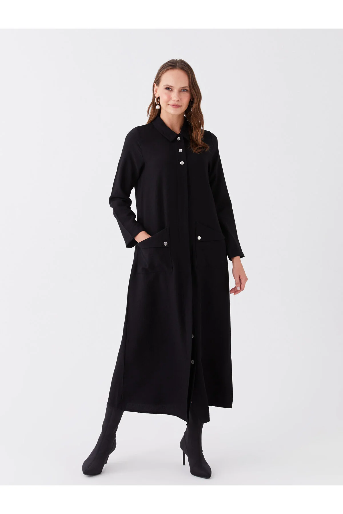 Bild von LC Waikiki Hemdkragen, Einfarbig, Langärmlig, Abaya - 48