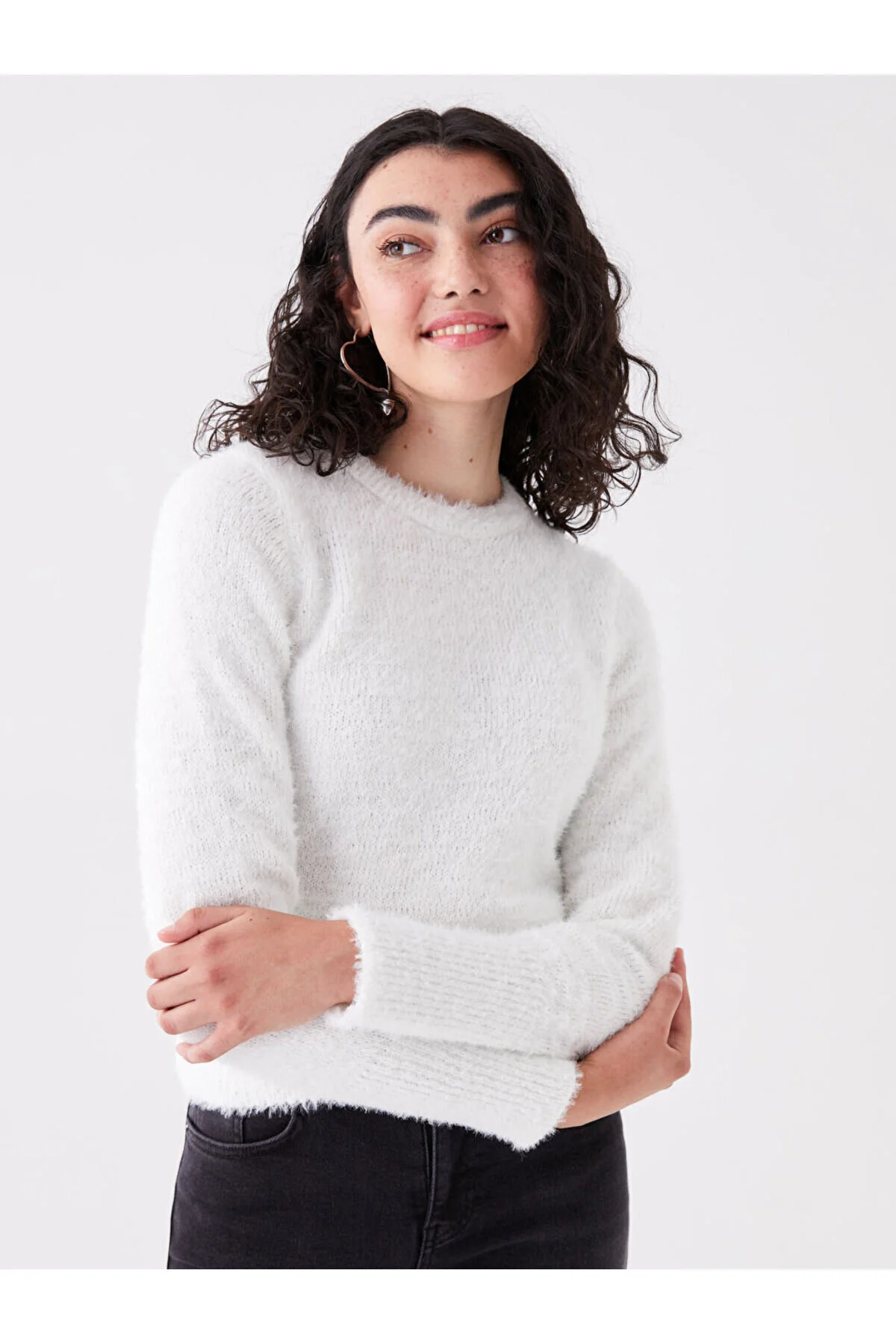 Bild von LC Waikiki Strickpullover – Rundhalsausschnitt, Solide Lange Ärmel für Damen - XS