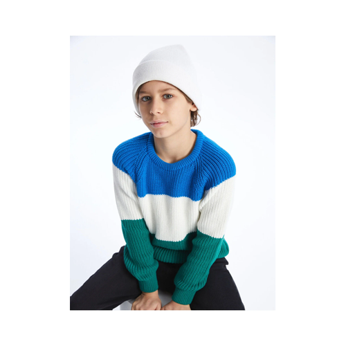 Bild von LC Waikiki Lcw Langarm-Strickpullover für Jungen mit Rundhalsausschnitt und Farbblockierung - 12–13 Jahre