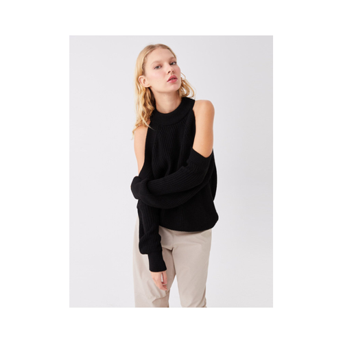 Bild von LC Waikiki Langärmliger Strickpullover für Damen in Grau