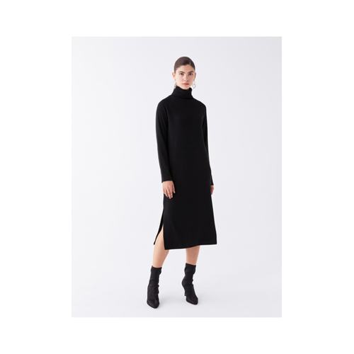 Bild von LC Waikiki Einfarbiges Langärmliges Strickkleid mit Rollkragen für Damen - XL