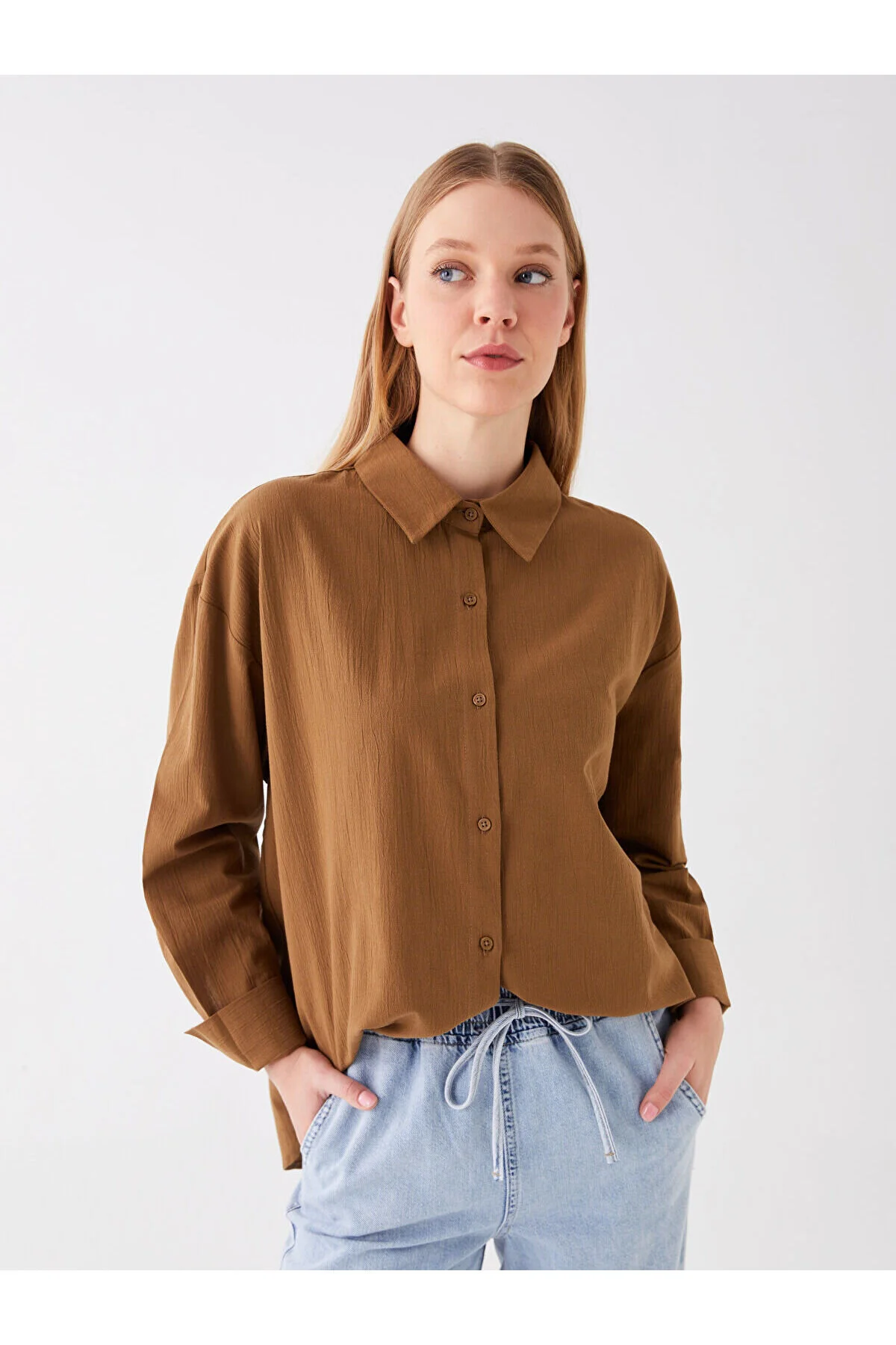 Bild von LC Waikiki Lcw Einfarbiges, Langärmliges, Übergroßes Hemd für Damen - XL