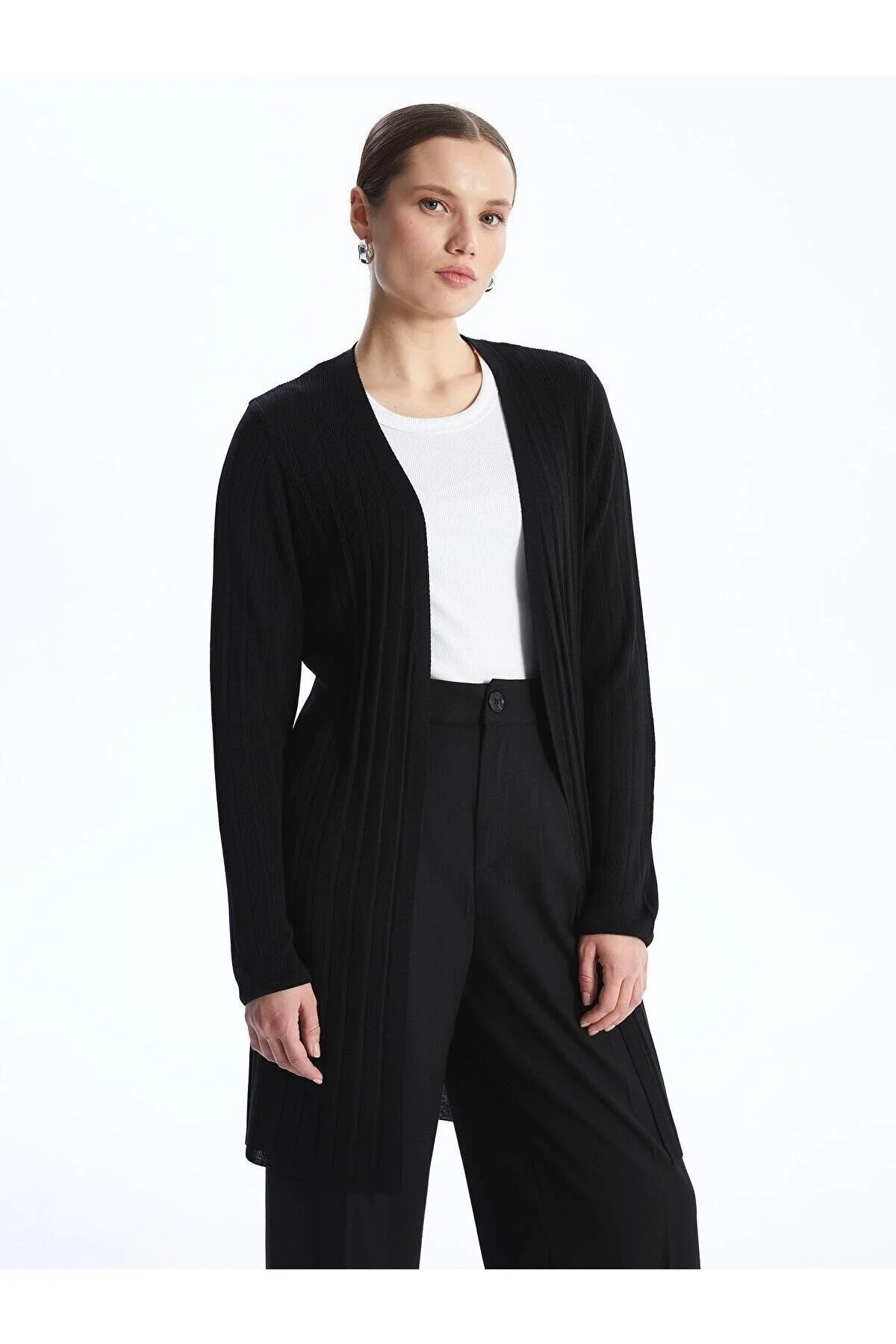 Bild von LC Waikiki Lcwaikiki Strickjacke – Schalkragen, Einfarbig, Lange Ärmel für Damen - L