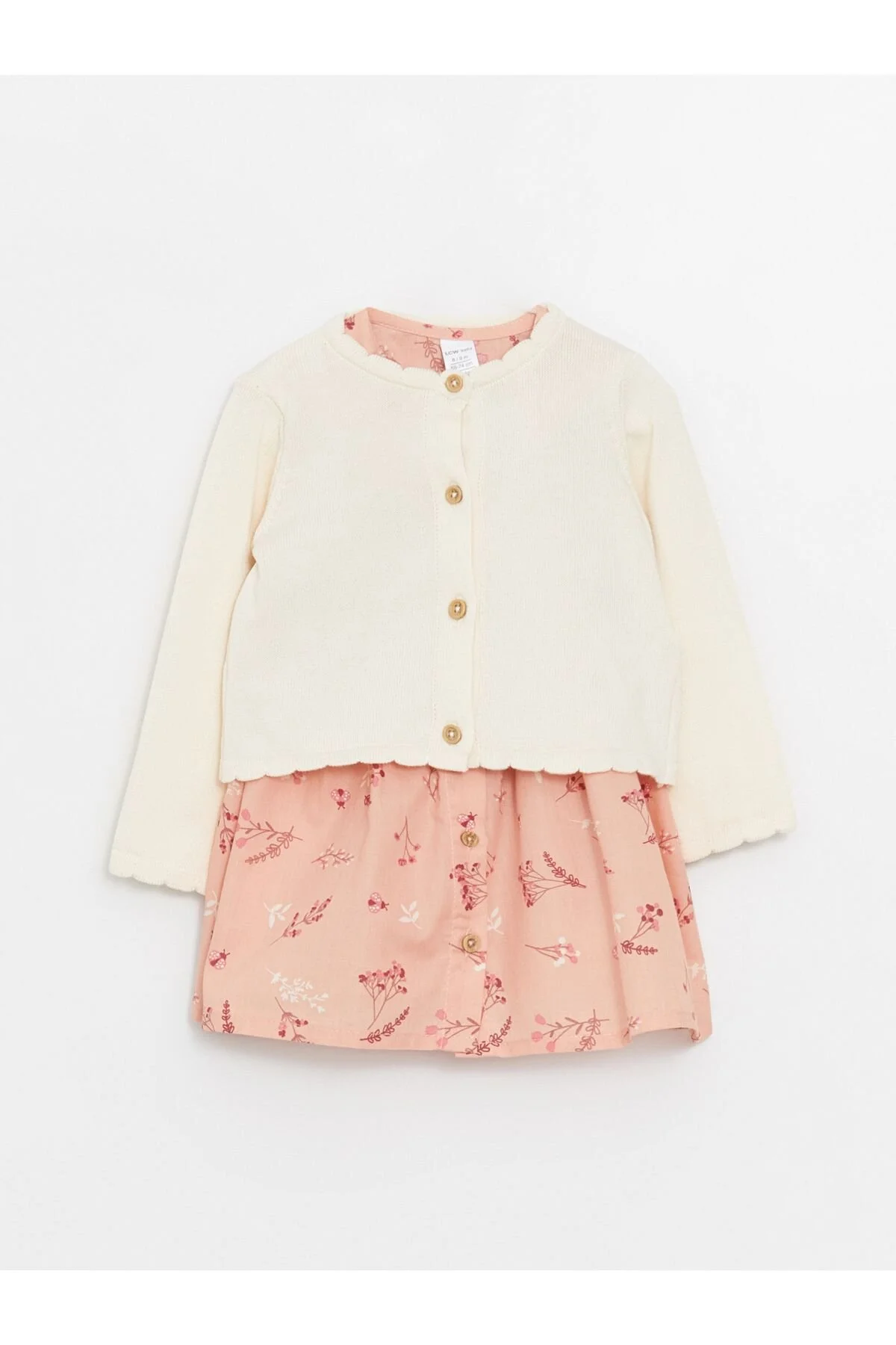 Bild von LC Waikiki Gemustertes Babymädchen-kleid Und Weste Im 2er-set Mit Rundhalsausschnitt für Damen - 6–9 Monate