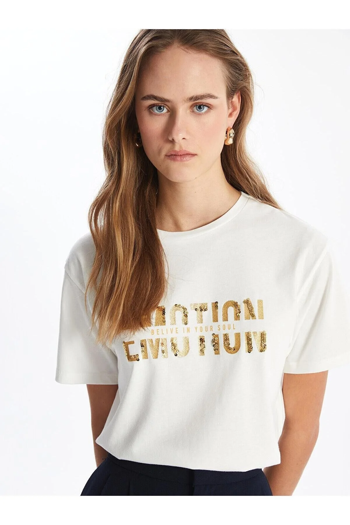 Bild von LC Waikiki Lcw Vision T-shirt – Rundhals, Aufdruck, Kurzarm für Damen - L