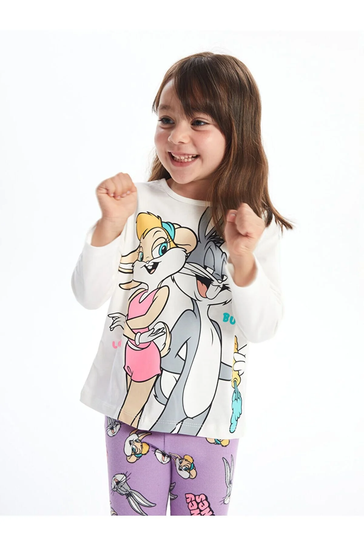 Bild von LC Waikiki 2-teiliges Set Aus Langärmligem Baby-sweatshirt Und Jogginghose Mit Rundhalsausschnitt Und Bedrucktem Lola Bunny-motiv für Damen - 4–5 Jahre