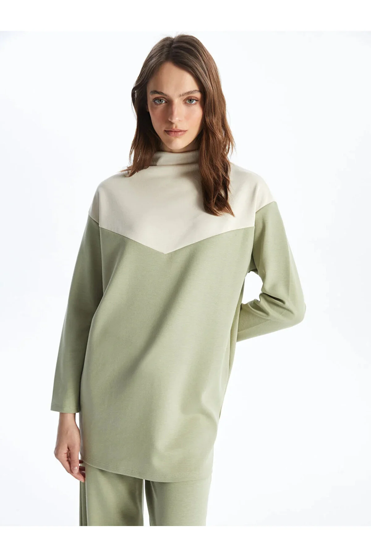 Bild von LC Waikiki Lcwaikiki Klassischer Stehkragen Farbblock Übergroße Tunika für Damen - 2XL