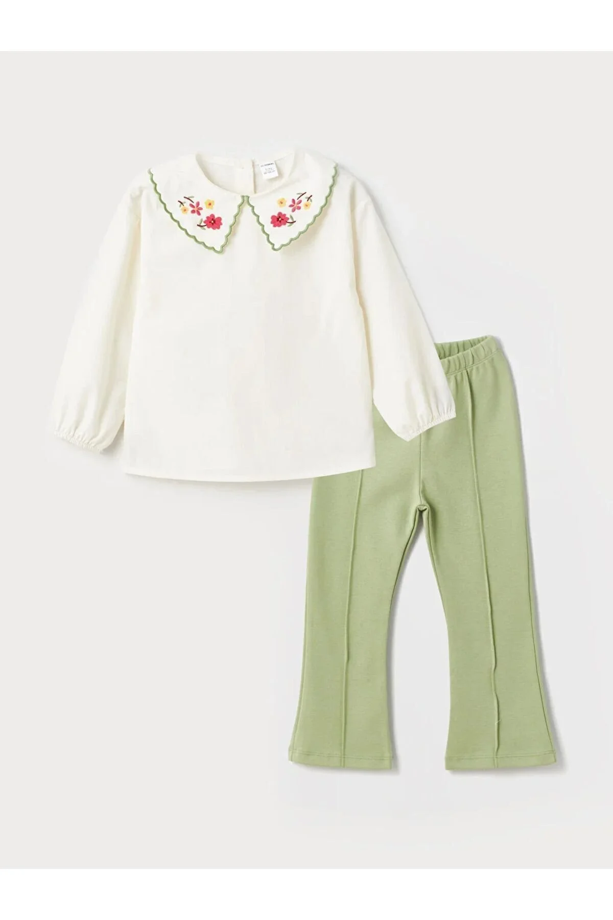 Bild von LC Waikiki Lcw Baby Bebe Kragen Langarm Bestickte Baby Mädchen Bluse Und Leggings Hose 2 Stück Set - 1–2 Jahre