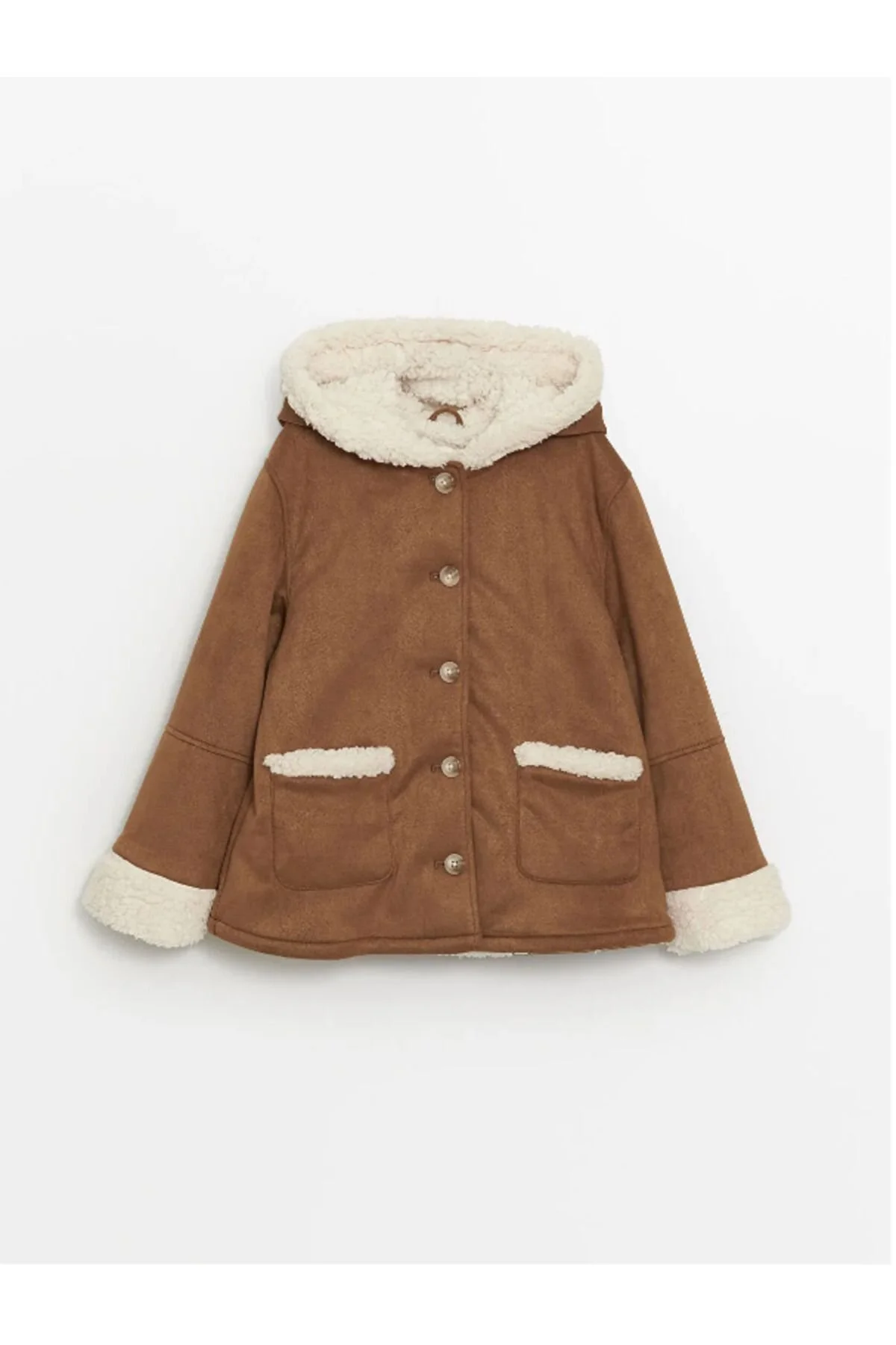 Bild von LC Waikiki Hellbrauner Wildledermantel Mit Kapuze Für Babys für Damen - 5–6 Jahre