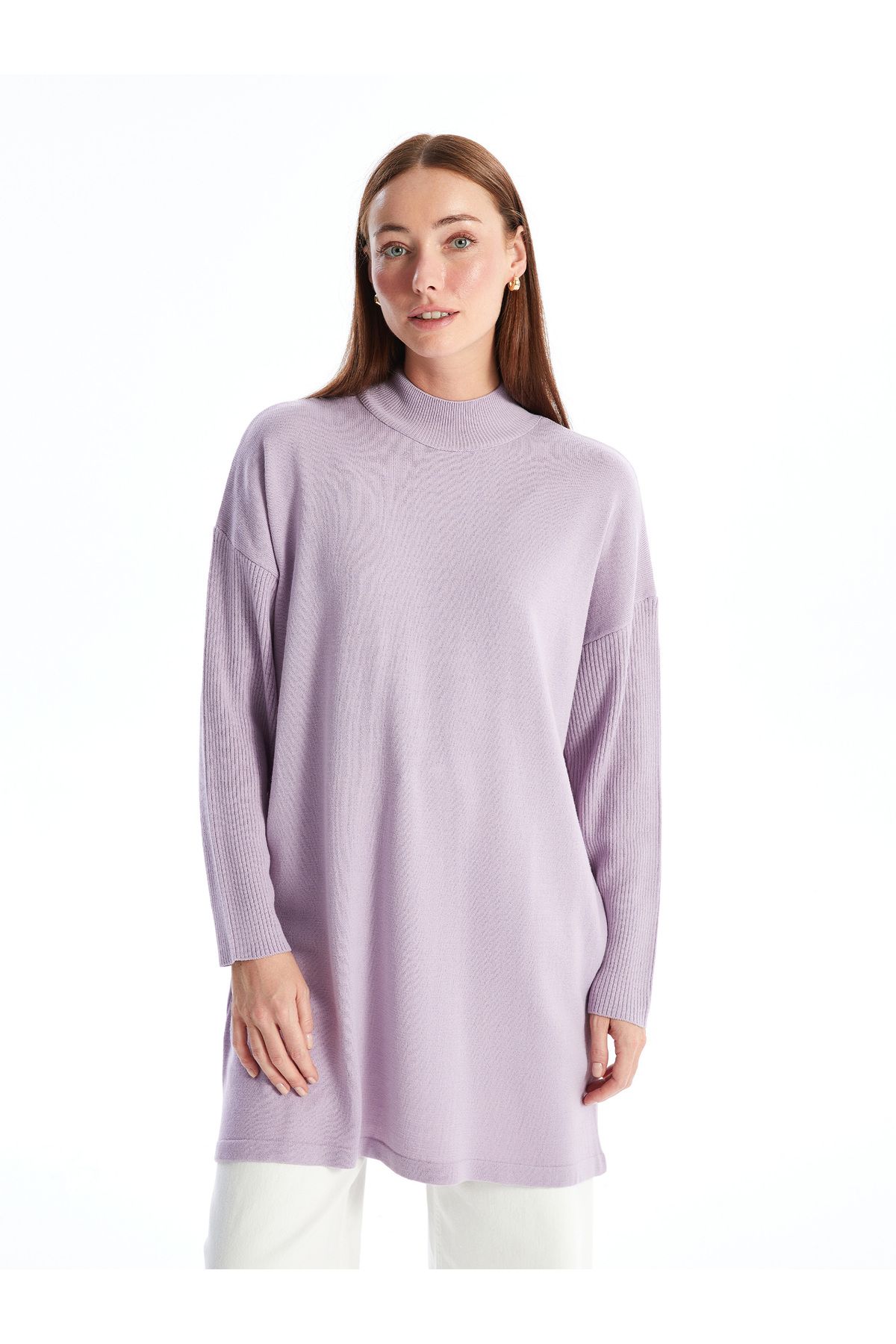 Bild von LC Waikiki Einfarbige, Langärmlige Strick-tunika Mit Halbem Rollkragenpullover für Damen - XS-S