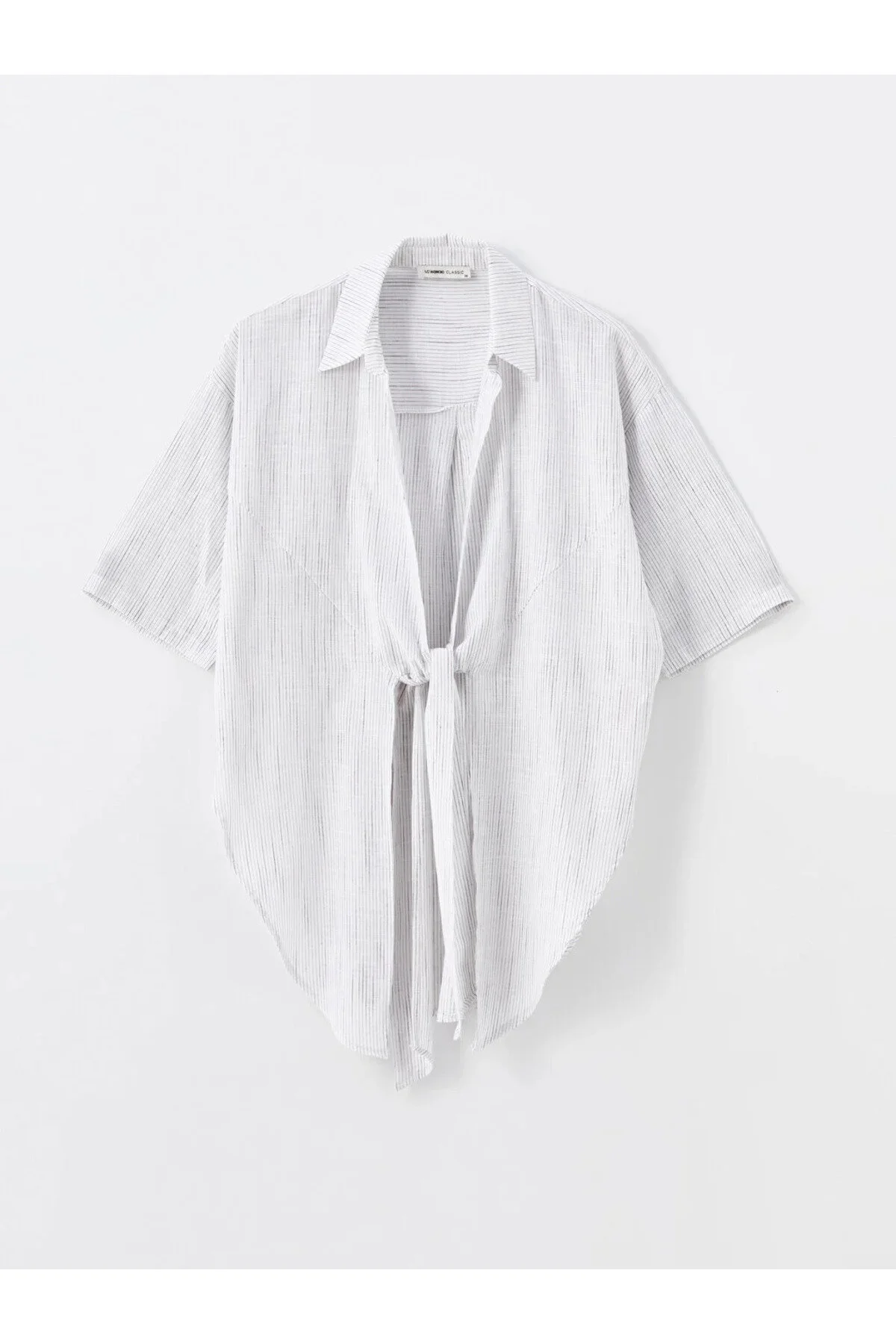 Bild von LC Waikiki Lcwaikiki Klassischer, Gestreifter Hemdkragen-übergrößen-kimono für Damen - 48
