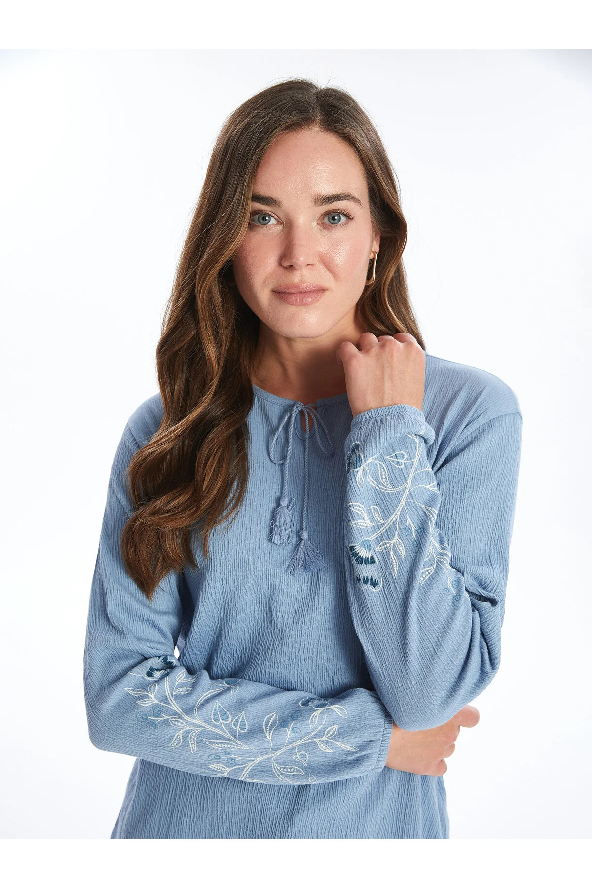 Bild von LC Waikiki Langärmlige Bluse Mit Bindekragen Und Muster für Damen - 2XL