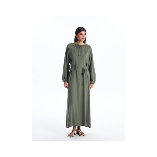 Bild von Elegantes LC Waikiki Kleid Mit Langen Ärmeln Und Bindekragen Aus Leinenmischung für Damen - 40