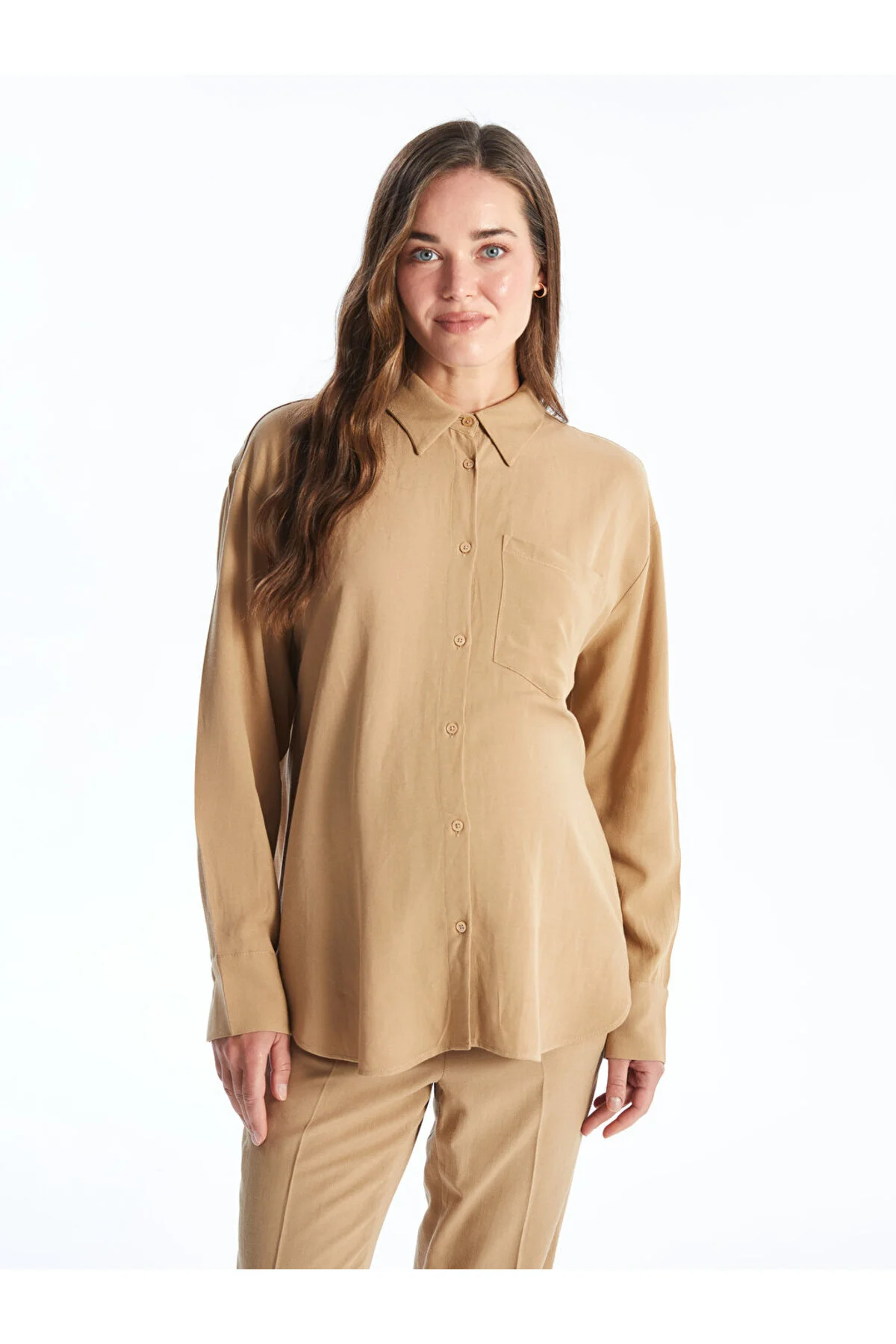 Bild von LC Waikiki Umstandsshirt Aus Leinenmischung Einfarbig, Lange Ärmel, Lcw für Damen - 36