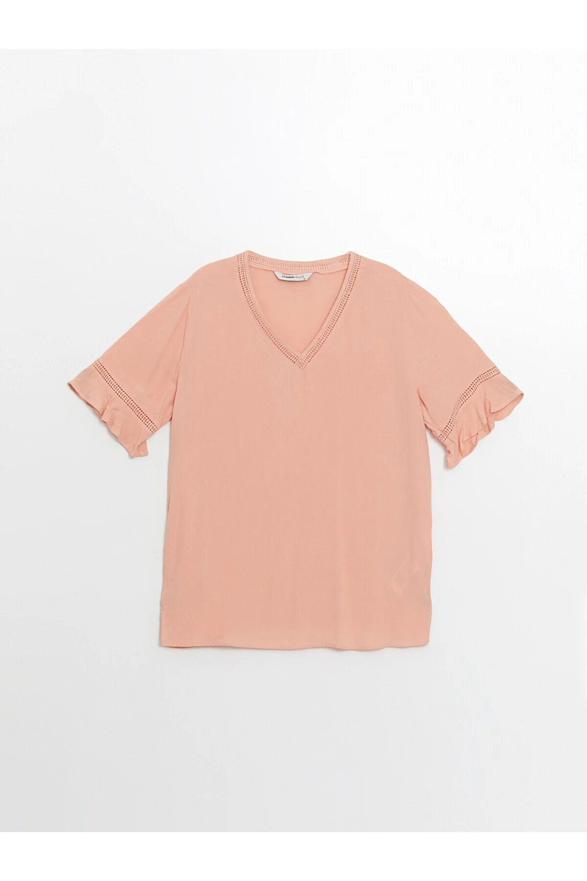 Bild von LC Waikiki Bluse Mit V-ausschnitt Und Spitzendetail – Kurze Ärmel für Damen - 44
