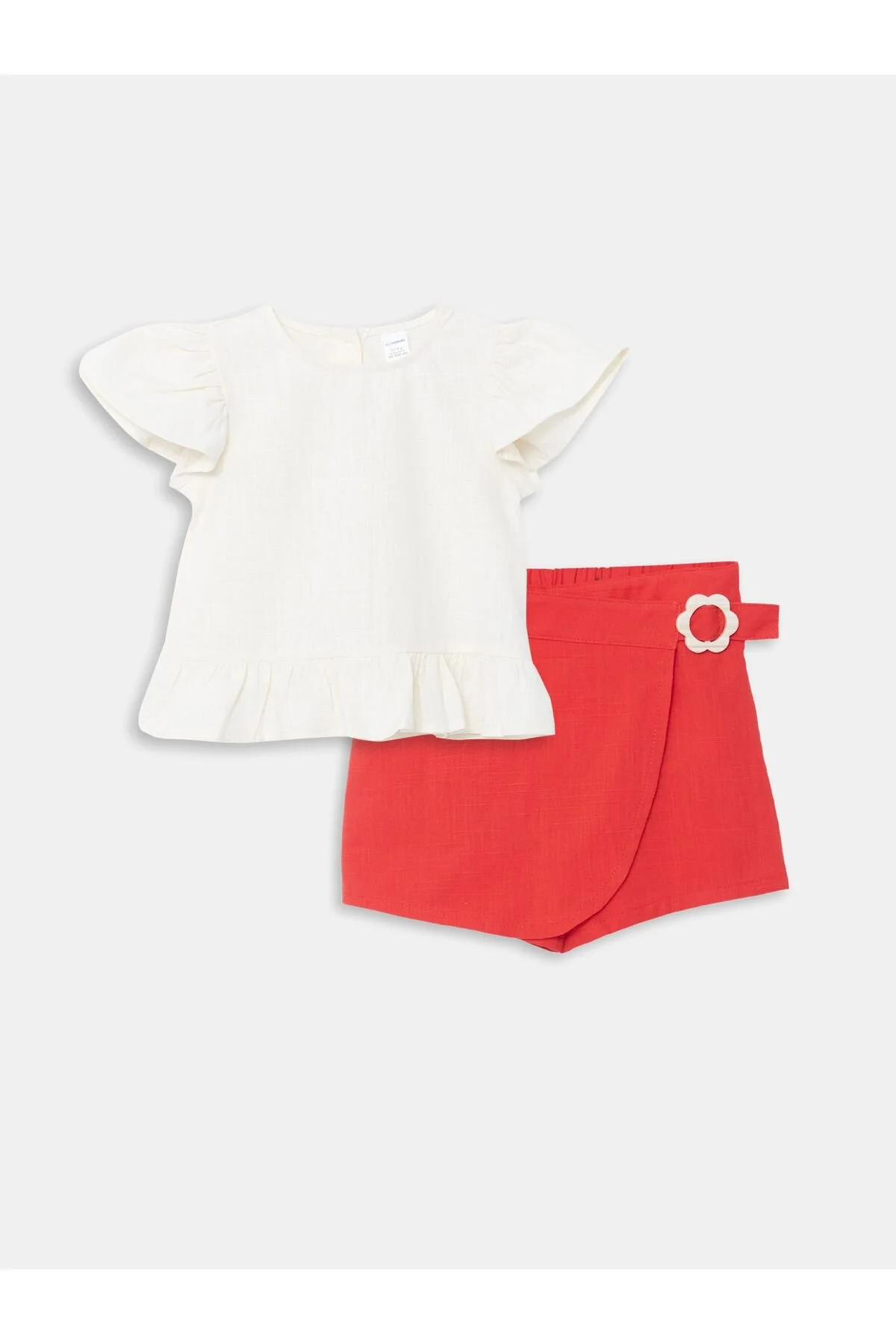 Bild von LC Waikiki Bluse Mit Rundhalsausschnitt Und Shorts-rock Für Babys – 2er-set für Damen - 9–12 Monate