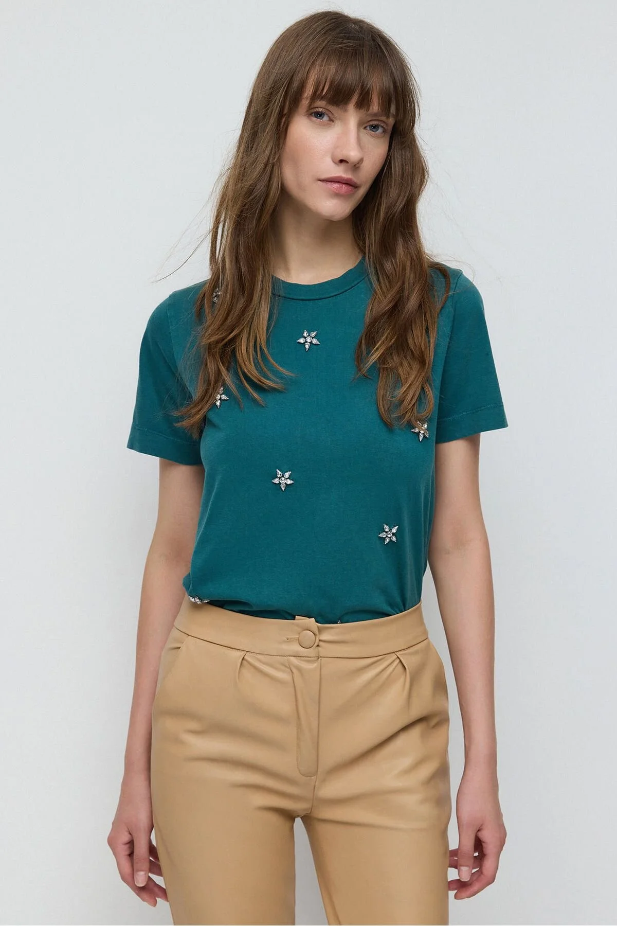 Bild von No Matter What Shiny Stone Detail Tee für Damen - M