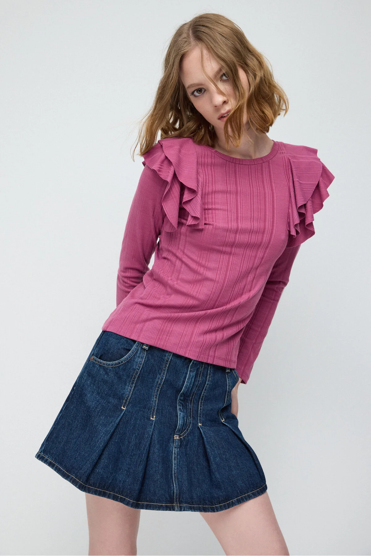 Bild von No Matter What Frilled Sleeve Blouse In Turkish Fabric für Damen - XL