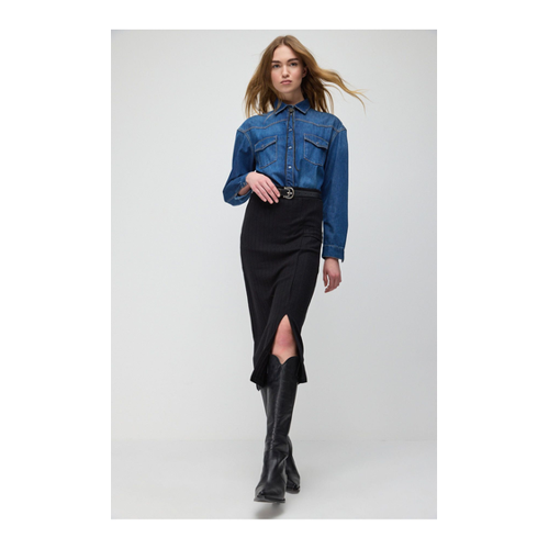 Bild von No Matter What Stretchy Midi Skirt With Slit - Damen XL