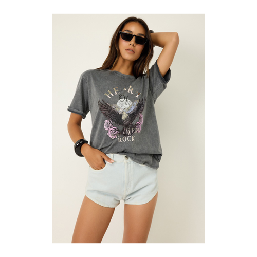 Bild von No Matter What Printed Washed Oversized Tee für Damen - XS