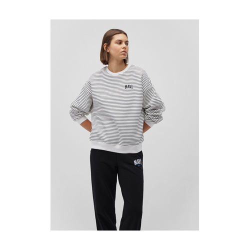 Bild von Mavi Weißes Sweatshirt Mit Streifen Und Logo-aufdruck 1s10100-85386 für Damen - M
