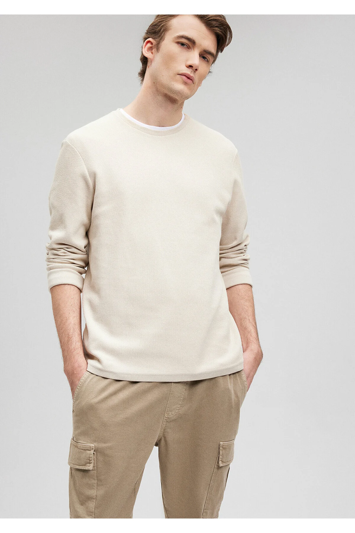 Bild von Mavi Beiges Langarm-t-shirt Regular Fit-70072 für Herren - XL