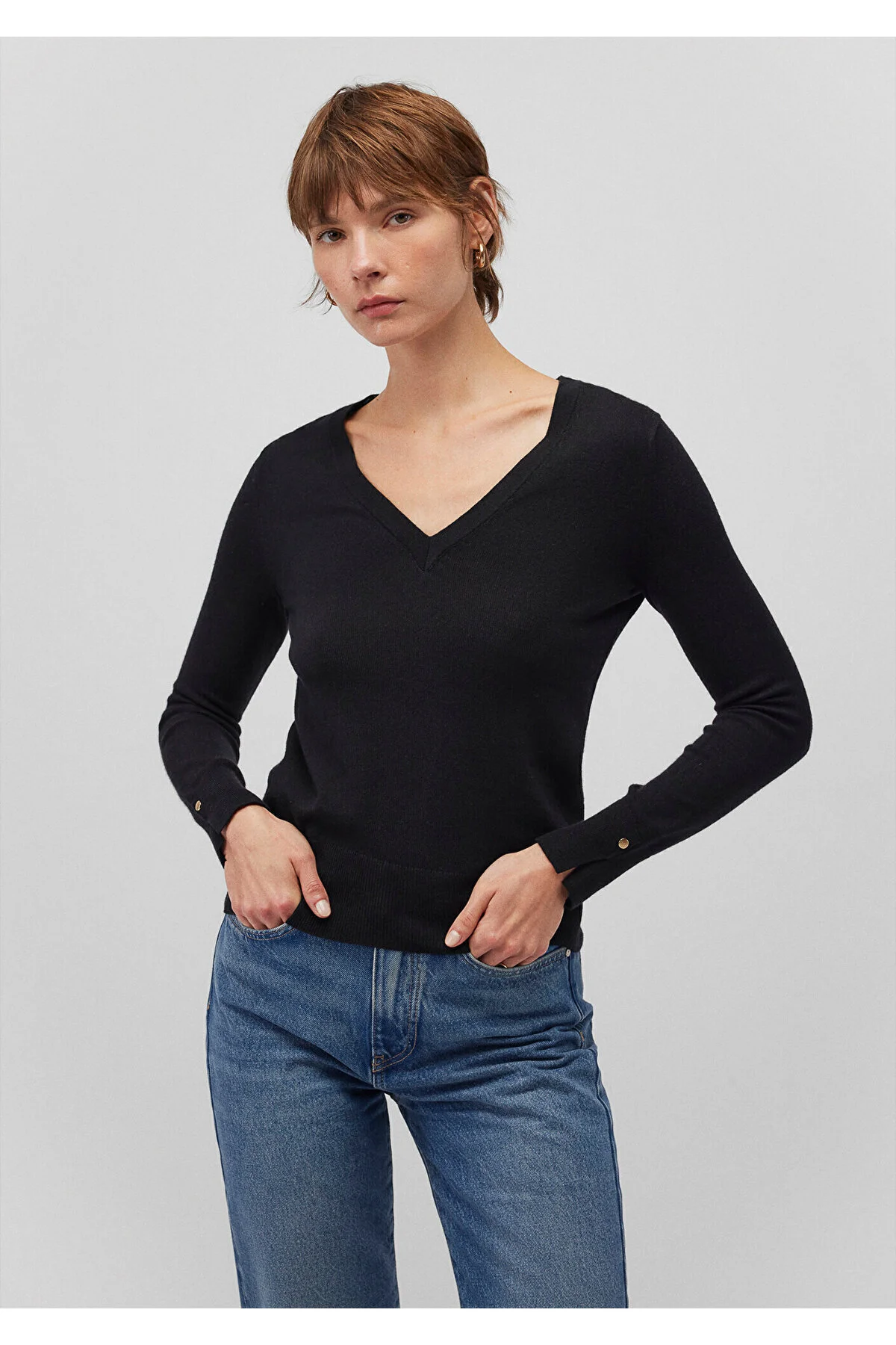 Bild von Mavi Schwarzer Pullover Mit V-ausschnitt, Schmale Passform -900 für Damen - XS