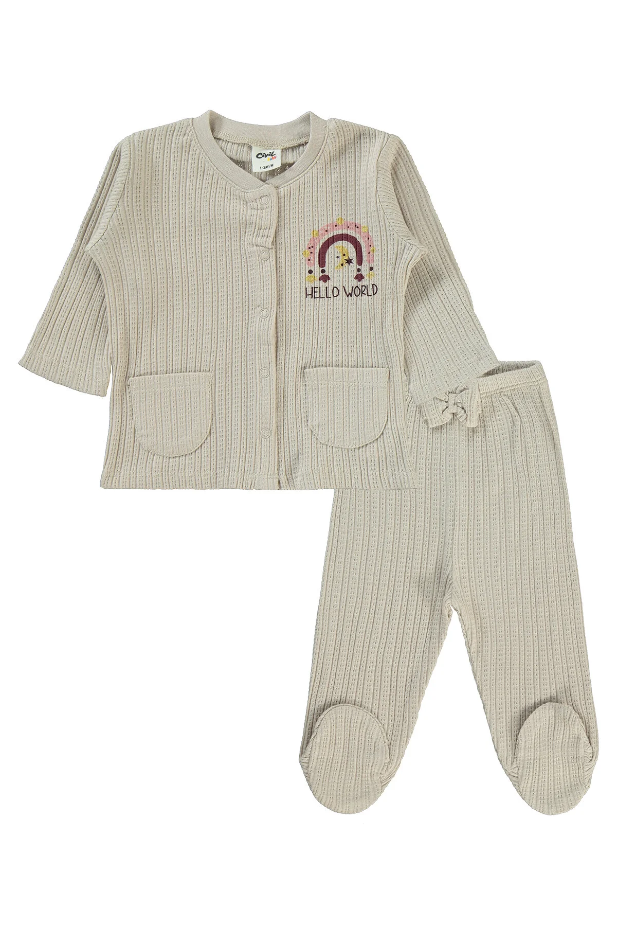 Bild von Civil Baby Beigefarbenes Pyjama-set Für Baby-mädchen – 1–6 Monate für Damen - 6–9 Monate