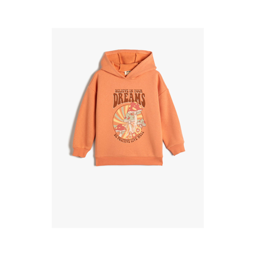 Bild von Koton Übergroßes Kapuzen-Sweatshirt Mit Erhabenem Pilz-Print für Damen