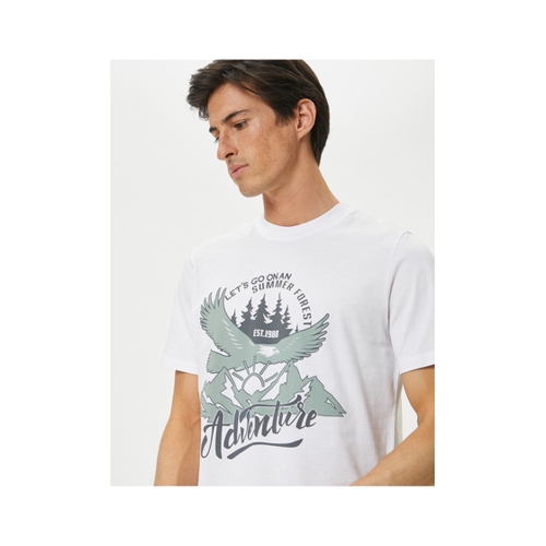 Bild von Koton Kurzärmliges T-Shirt mit Rundhalsausschnitt und College-Print aus Baumwolle für Herren - 2XL