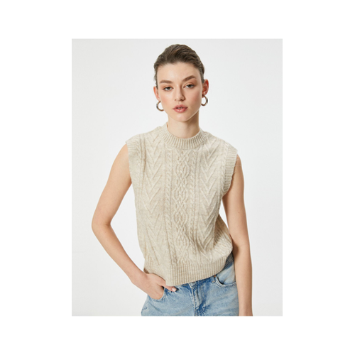 Bild von Koton Strukturierter, Ärmelloser, Gestrickter Pullover für Damen – M