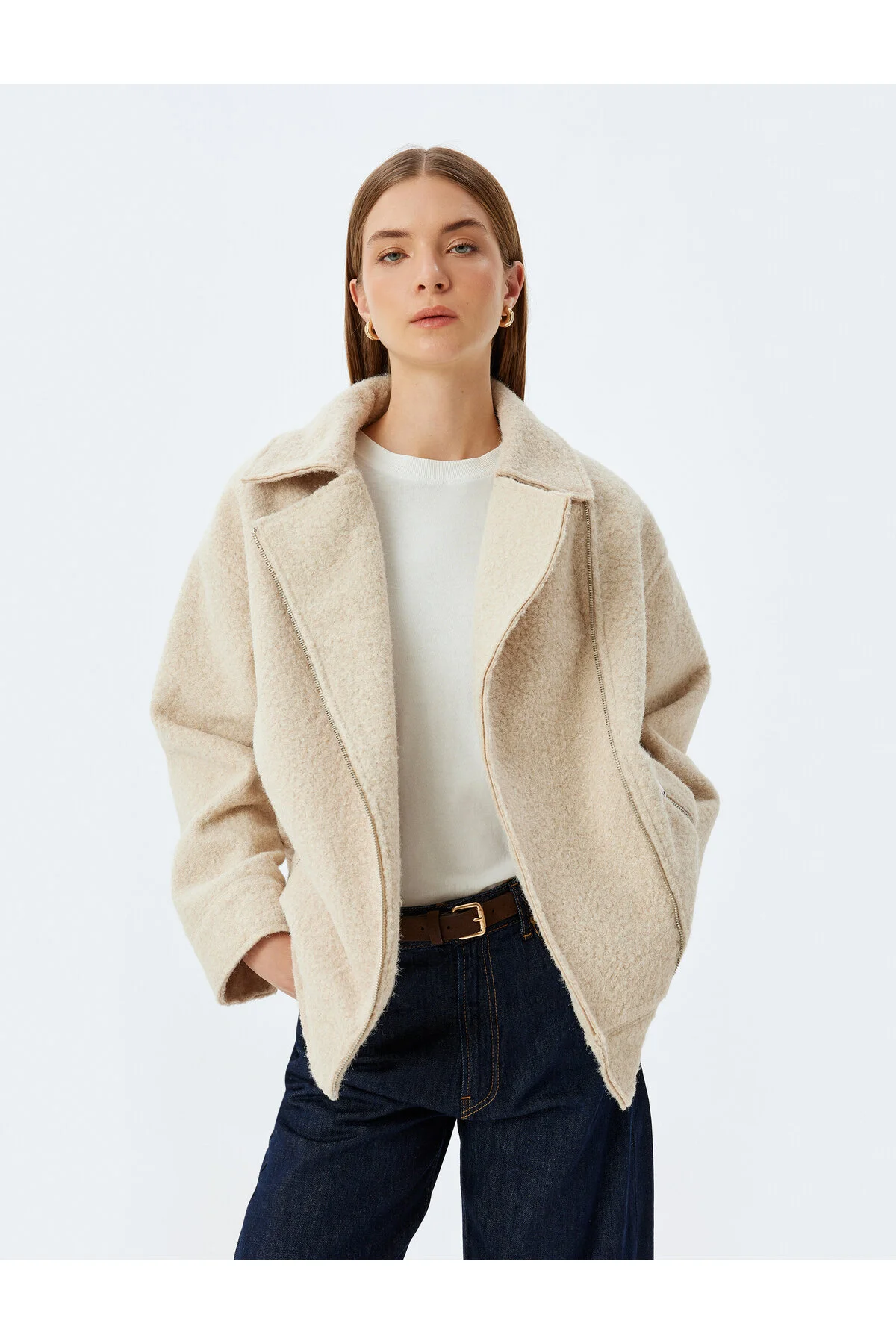 Bild von Koton Plüsch-kurzmanteljacke Mit Kragen, Reißverschlusstasche für Damen - 40