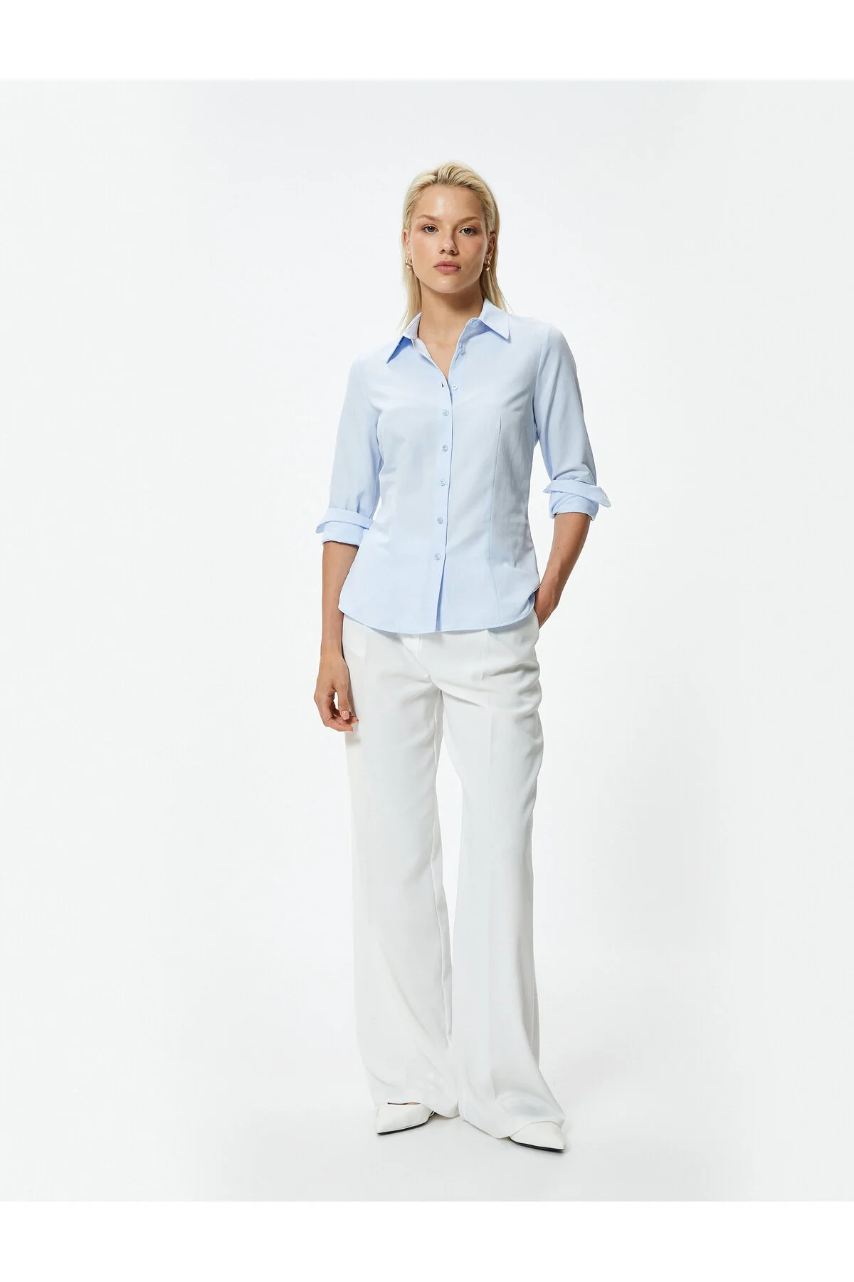 Bild von Koton Popeline-material – Langarm-businesshemd, Klassischer Kragen für Damen - 36