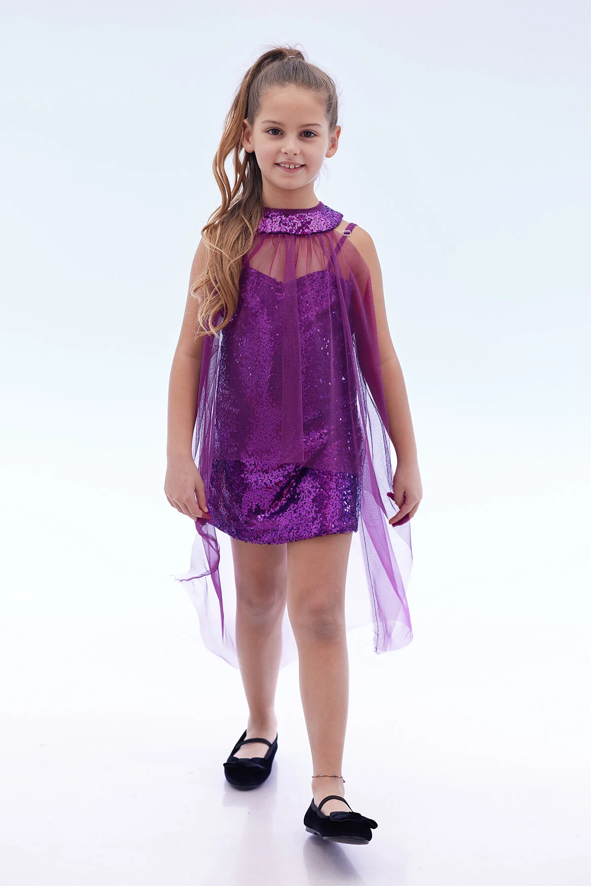Bild von AHENGİM Trendiges Mädchen-abendkleid Mit Pailletten-umhang – Ak2244 für Damen - >7 Jahre