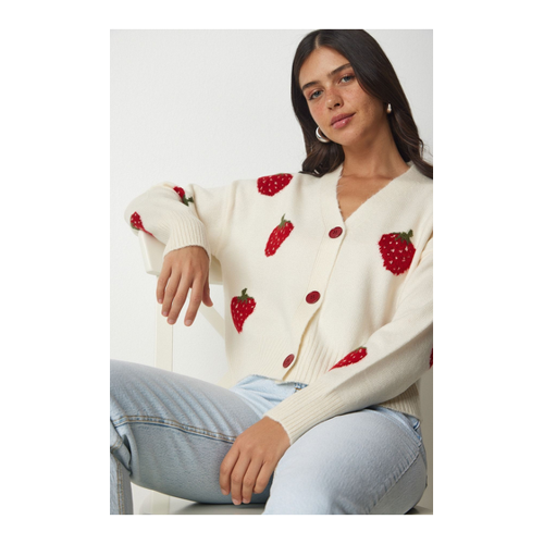 Bild von Happiness İstanbul Strickjacke Beige Regular Fit für Damen - S/M