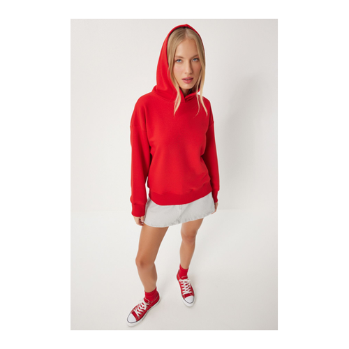 Bild von Happiness İstanbul Rotes Sweatshirt Mit Kapuze für Damen - Größe 38