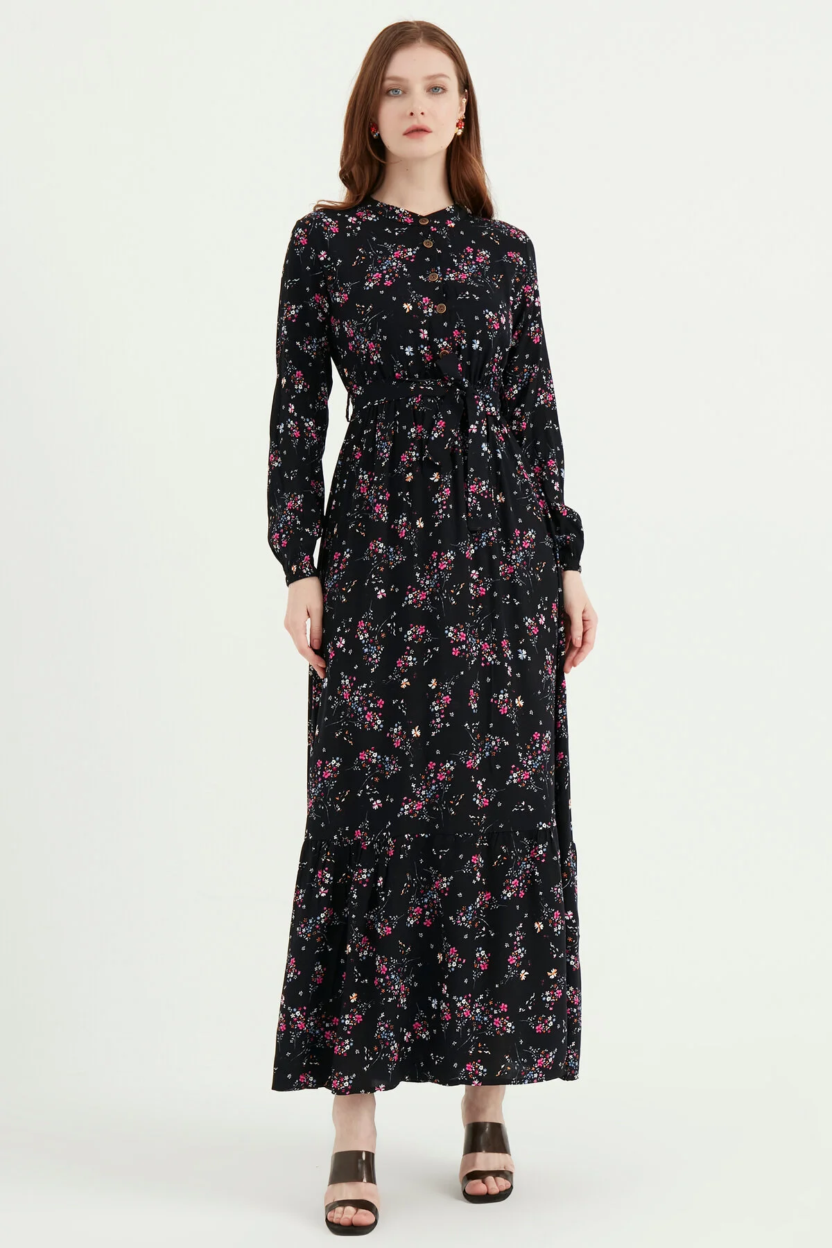 Bild von Herita Schlichtes Maxikleid Mit Blumenmuster Und Langen Ärmeln für Damen - 40