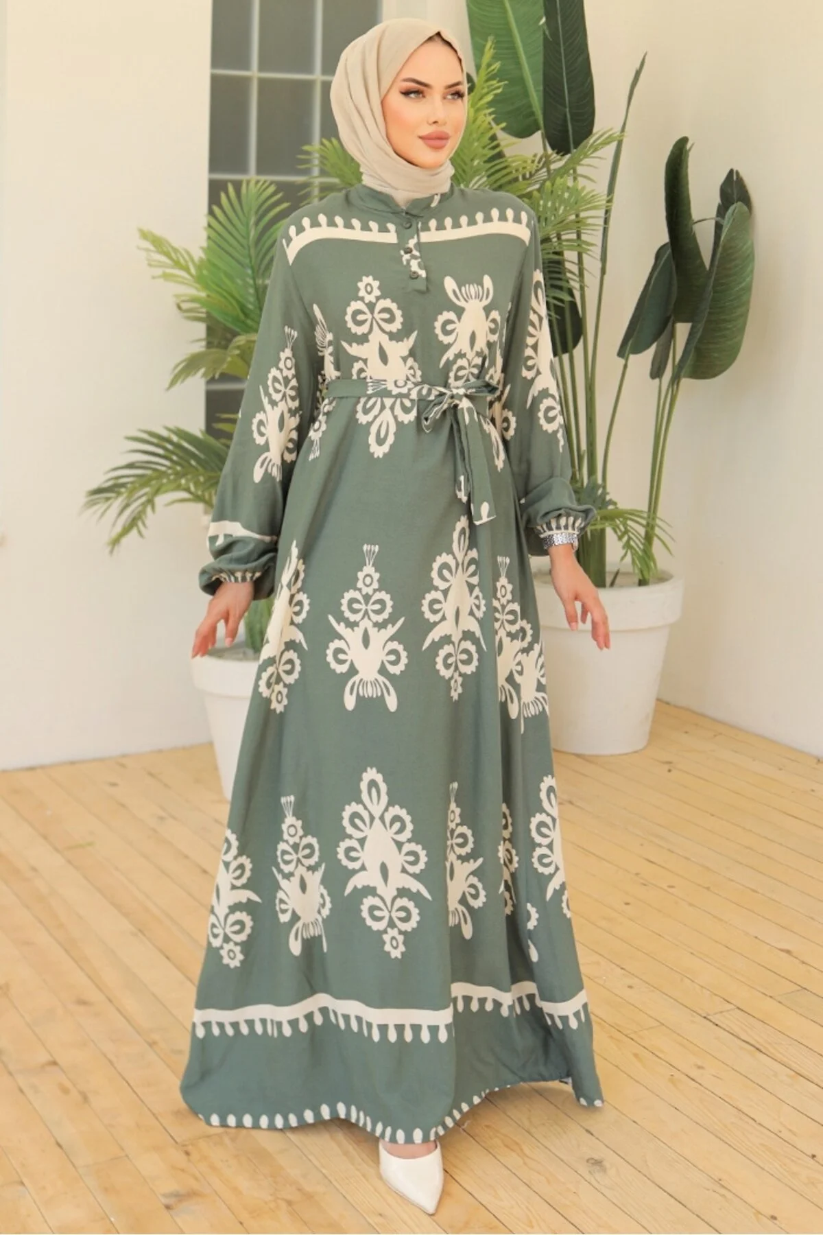 Bild von Bestenur Edvil Viskose-kleid 846 – Khaki für Damen - 38