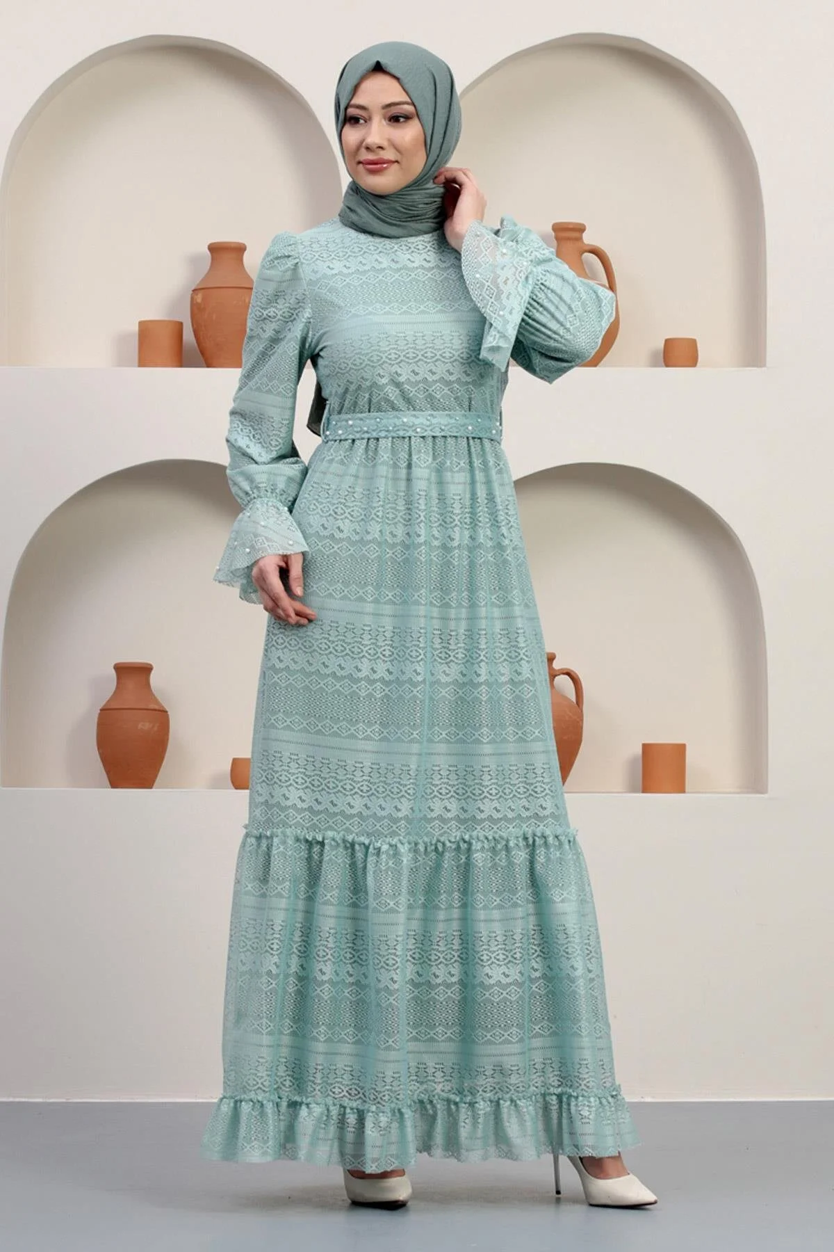 Bild von Moda Mihram Inci – Detailreiches Abendkleid Aus Spitze für Damen - 48