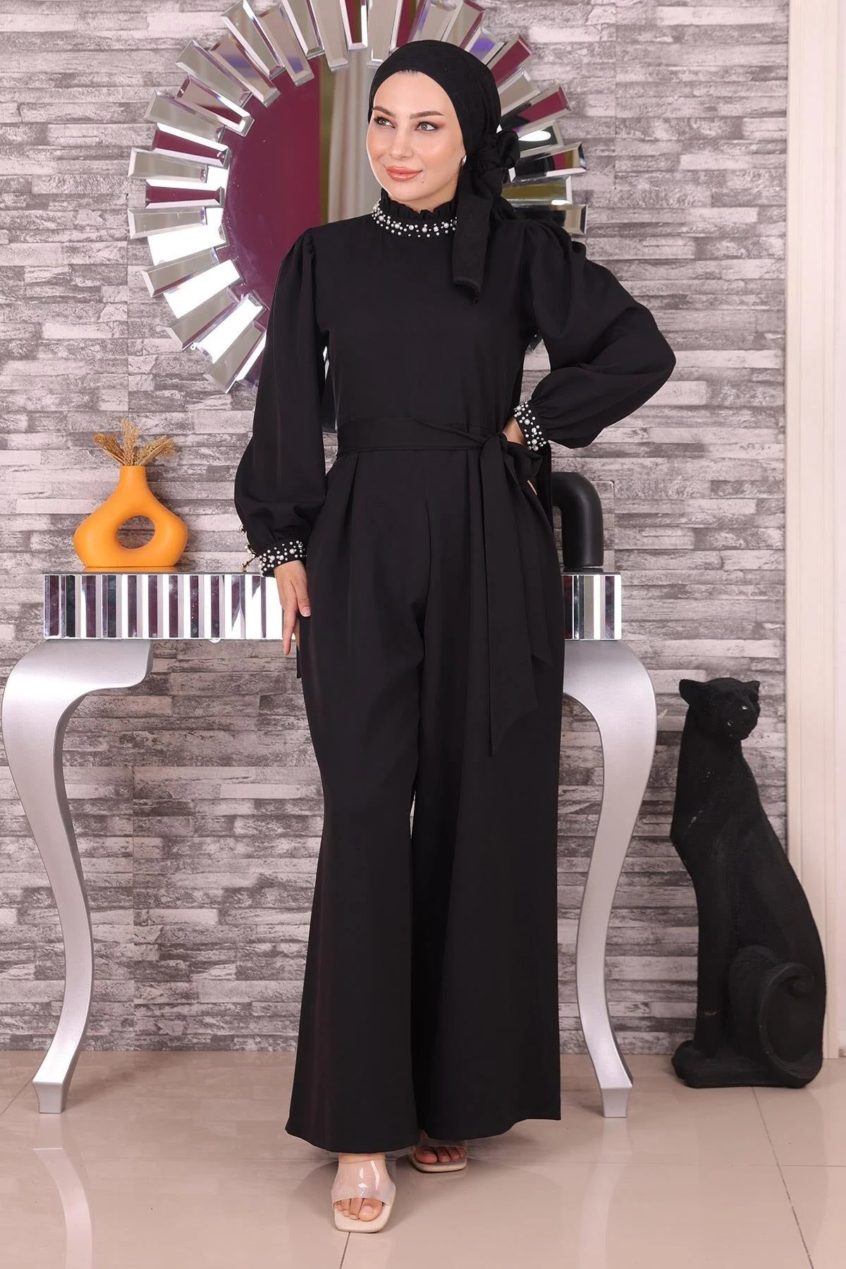 Bild von Moda Mihram Inci – Detailliertes Jumpsuit-kleid für Damen - 48