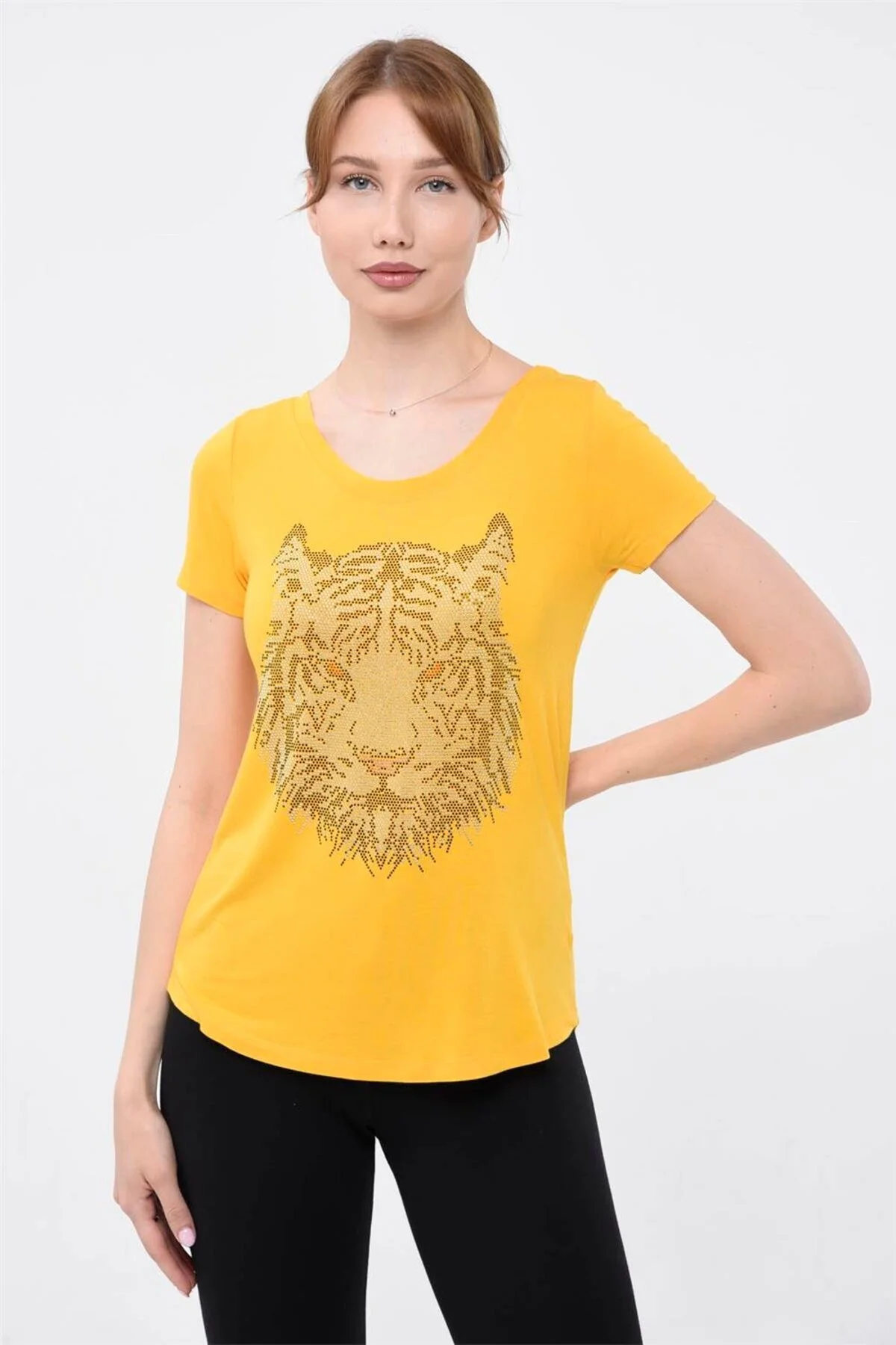 Bild von HomeStore T-shirt Basic Stoned Tiger Curved Scissors – Orange für Damen - 40