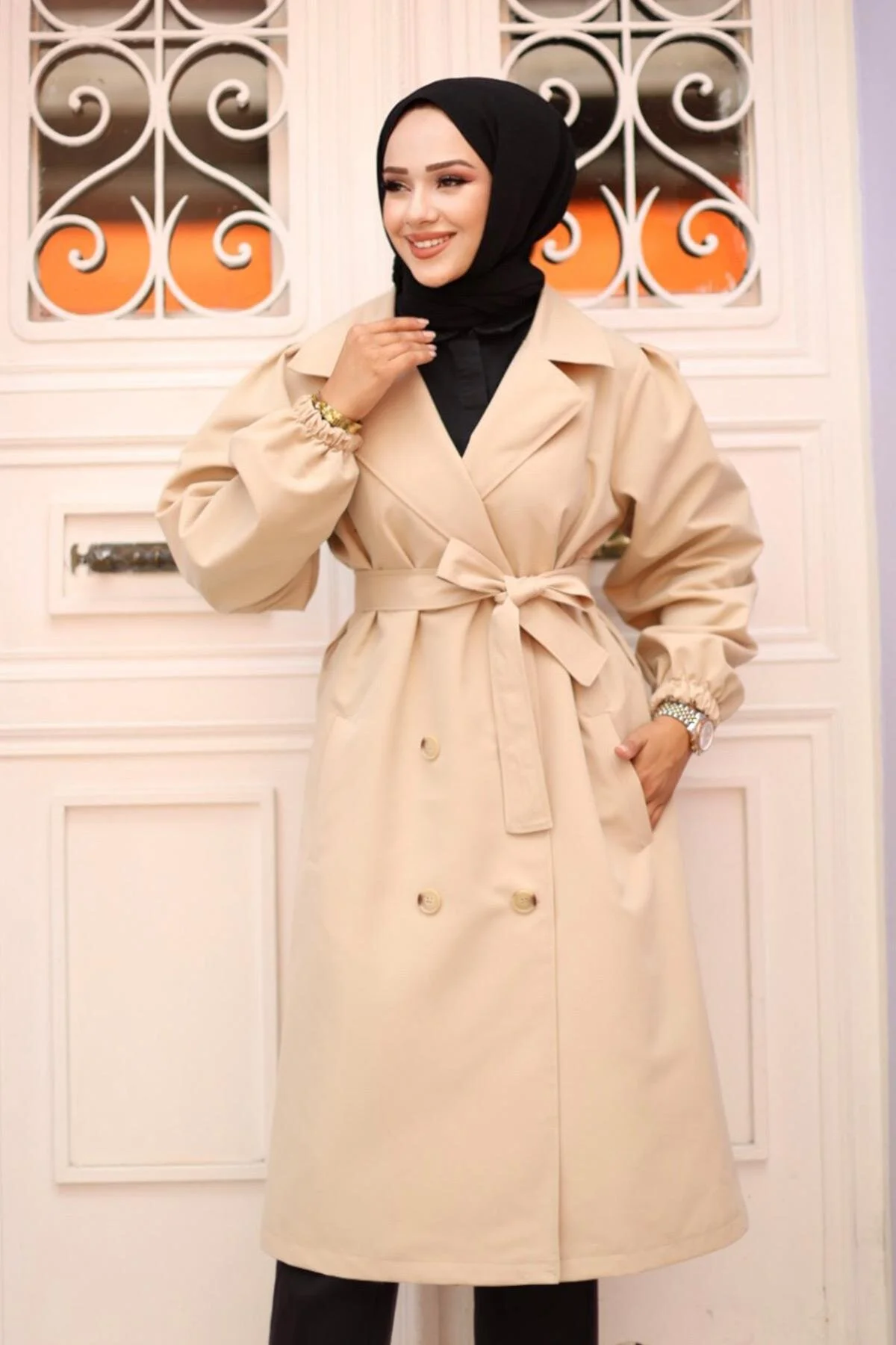 Bild von Misskyle Trenchcoat Mit Plissierten Schultern für Damen - 50