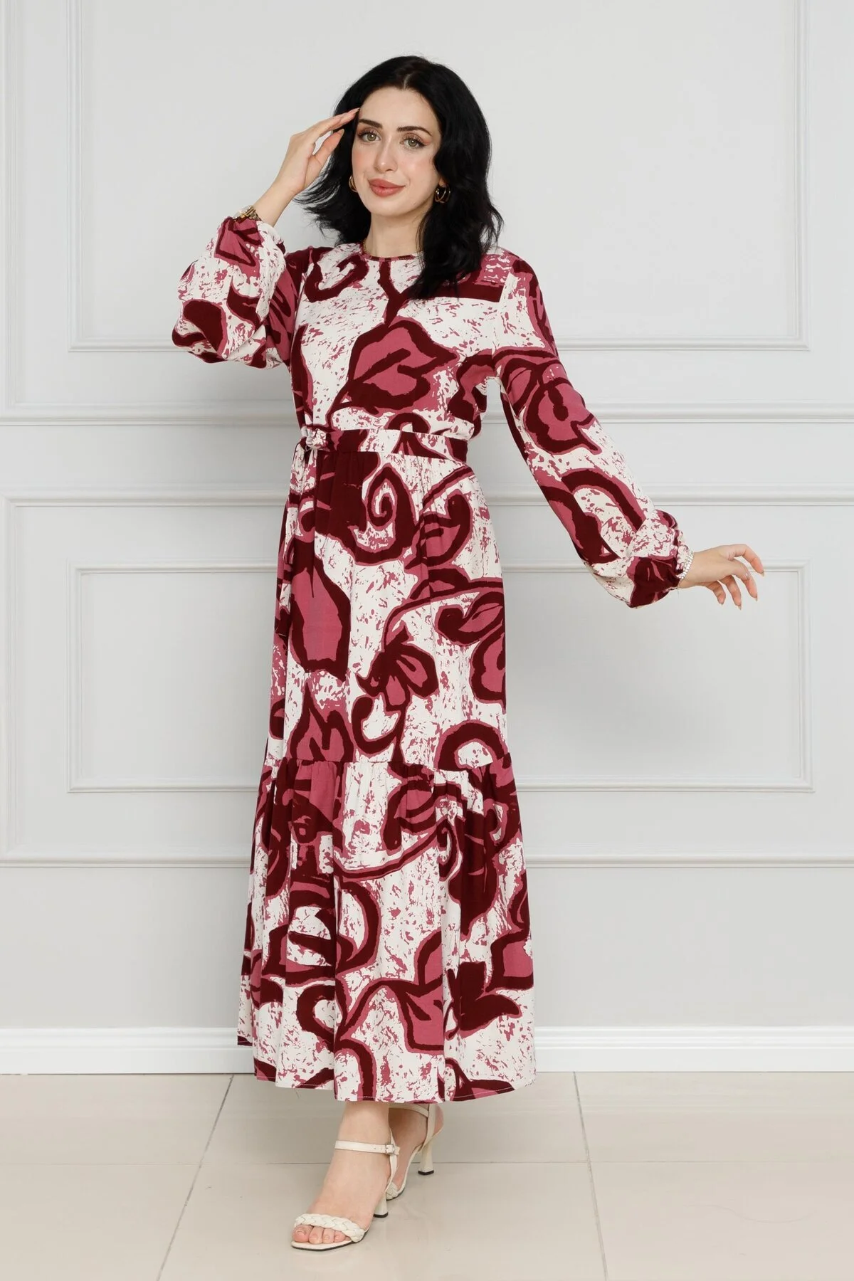 Bild von Sevitli Floral Belted Dress für Damen - 44