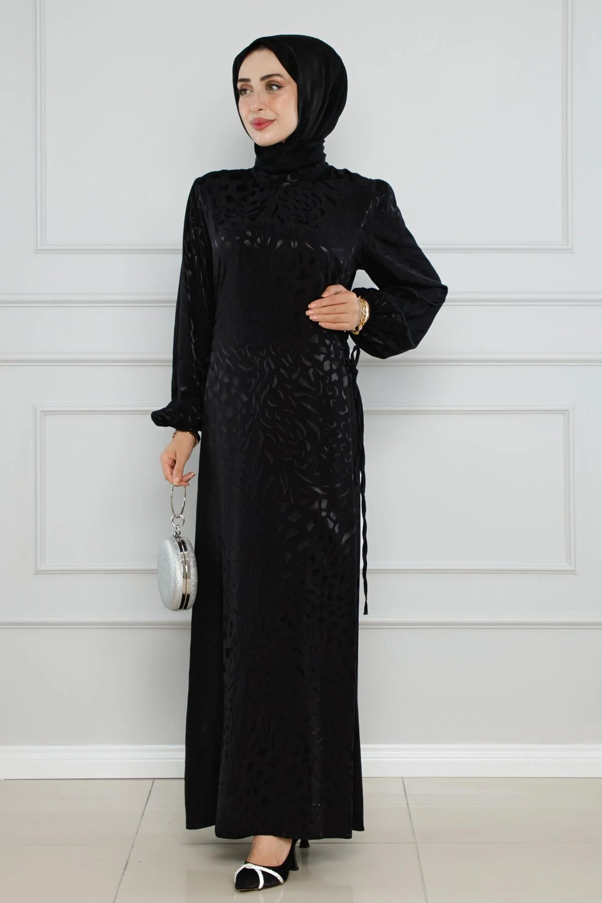 Bild von Sevitli Satin Lace-up Evening Dress-black für Damen - 38