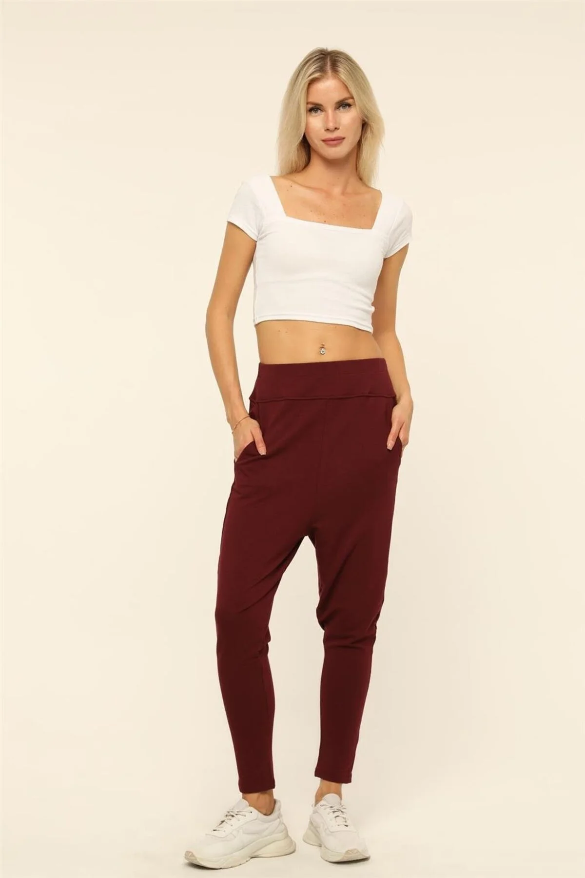 Bild von HomeStore Bambus-jogginghose – Shalwar-modell, Burgunderrot - 42