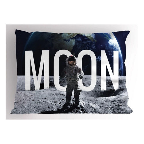 Bild von ABAKUHAUS Weltraum Kissenbezug Packung mit 2, Mondeinfall des Miniaturastronauten