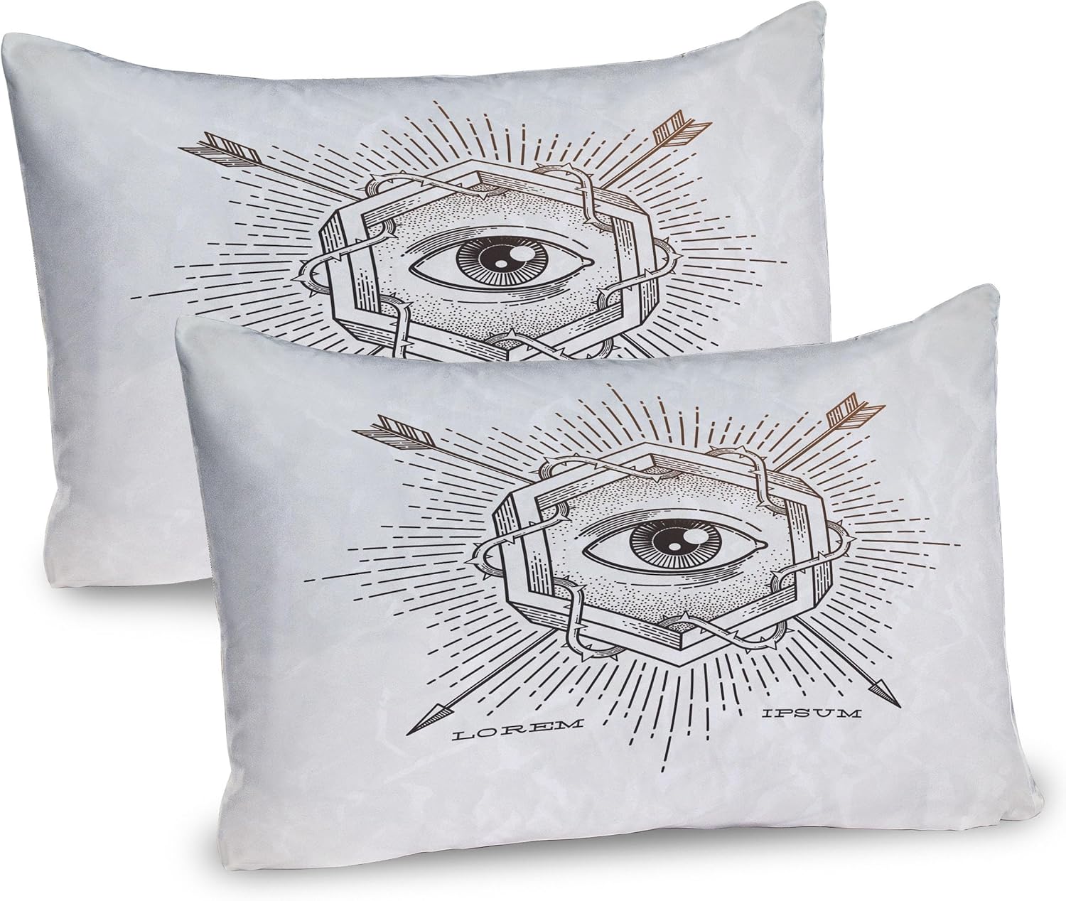 Bild von ABAKUHAUS Spiers Kissenbezug Packung mit 2, Rotationsspiralring-geformtes drehendes einfaches Rad bildet Moderne Eddy-Illustration, Dekorativer Gedruckter Kissenbezug, 80 x 40 cm, Schwarz und weiß