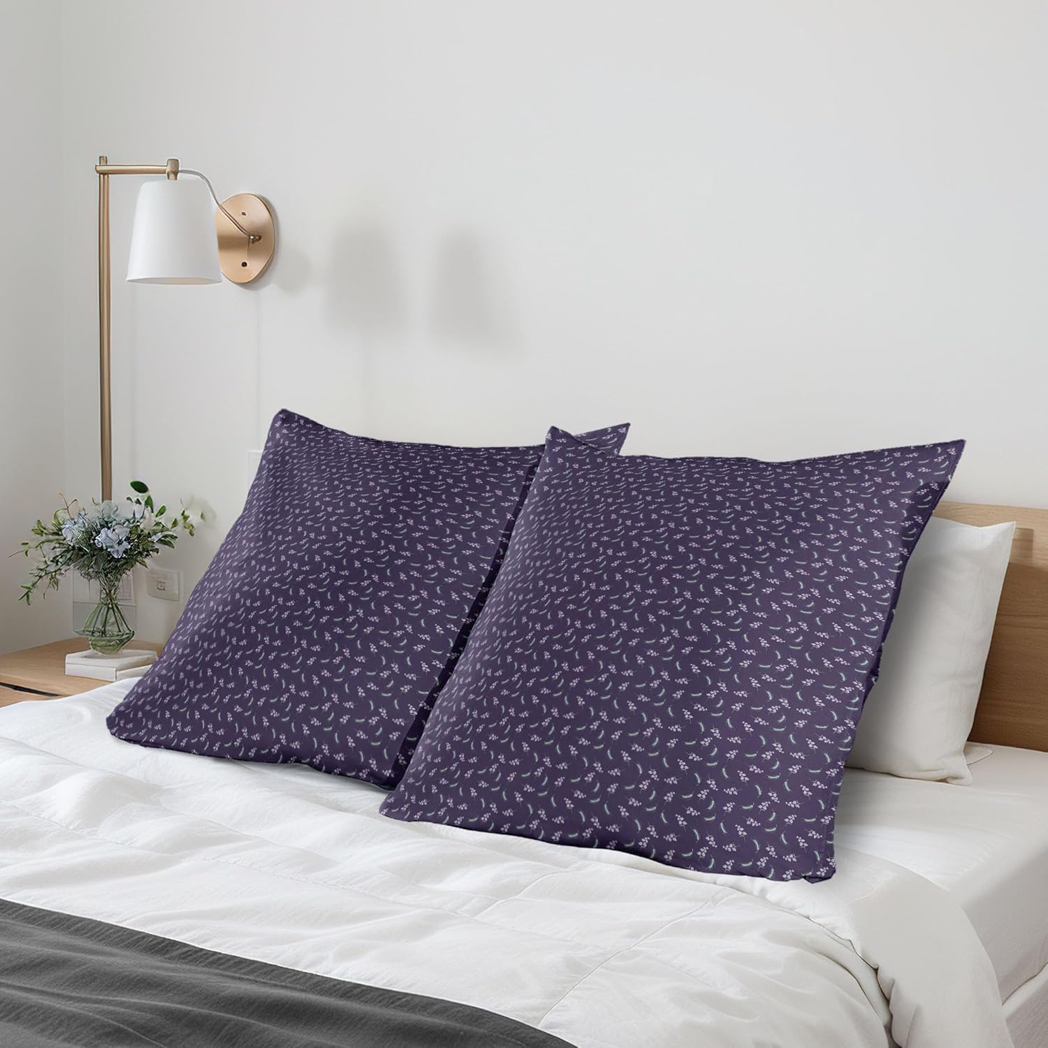 Bild von ABAKUHAUS Obst Kissenbezug Packung mit 2, Cut und ganze Granatapfel Anbau auf Zweig mit grünem Muster Blätter, Dekorativer Standard Gedruckter Kissenbezug, 80 x 40 cm, Pale Grau Kastanienbraun Grün