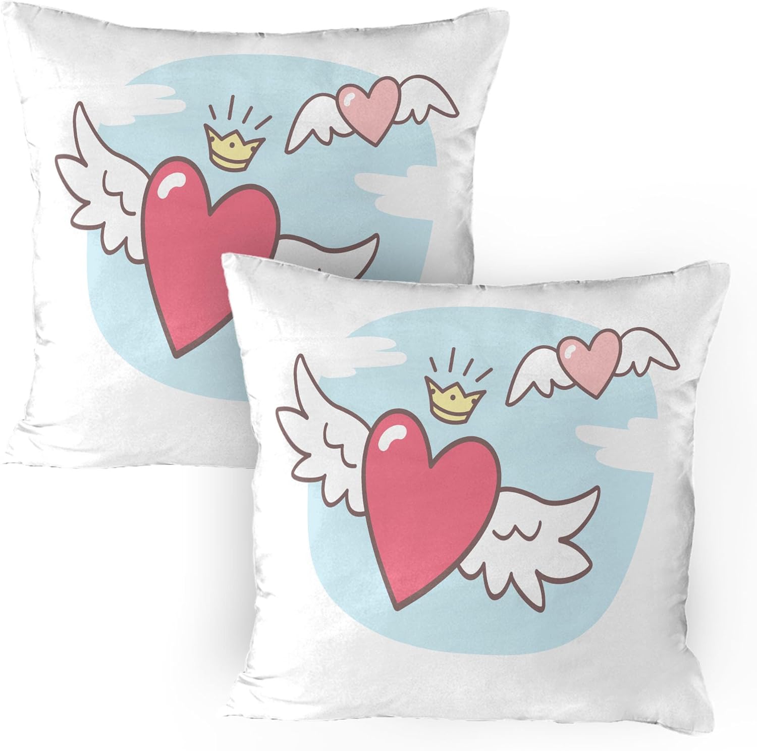 Bild von ABAKUHAUS Blume Kissenbezug Packung mit 2, Blühende Blumen Feminine Botanische Komposition mit Hand gezeichnet Gartenkunst, Dekorativer Standard Gedruckter Kissenbezug, 80 x 40 cm, Blau Beige und Weiß