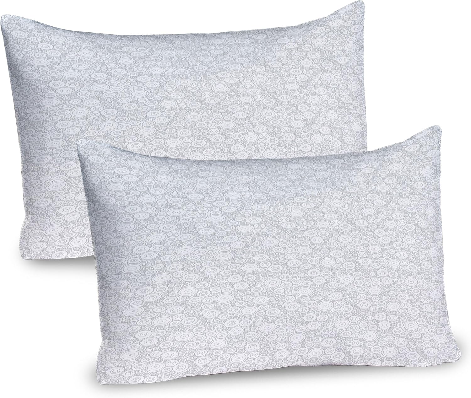 Bild von ABAKUHAUS Geometrisch Kissenbezug Packung mit 2, Geometrische Retro-Stil Grey Circles in verschiedenen Dimensionen Digital Print, Dekorativer Gedruckter Kissenbezug, 80 x 40 cm, Weiß und Hellgrau